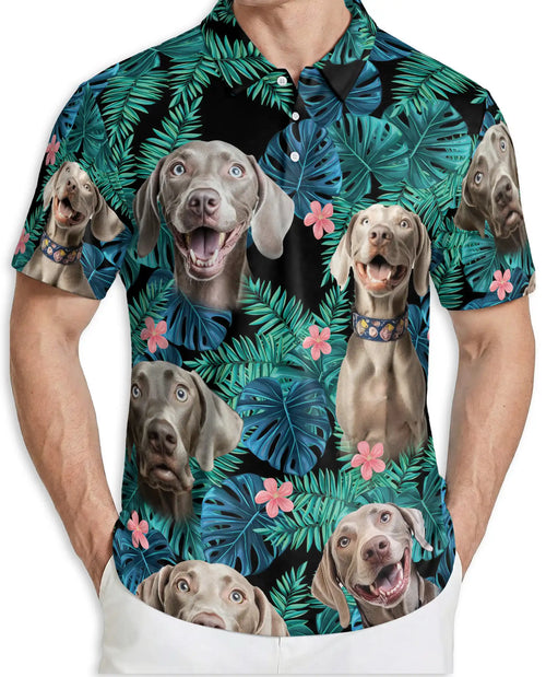 Weimaraner Tropical Polo Shirt – Jungle Leaf Print | Netecom