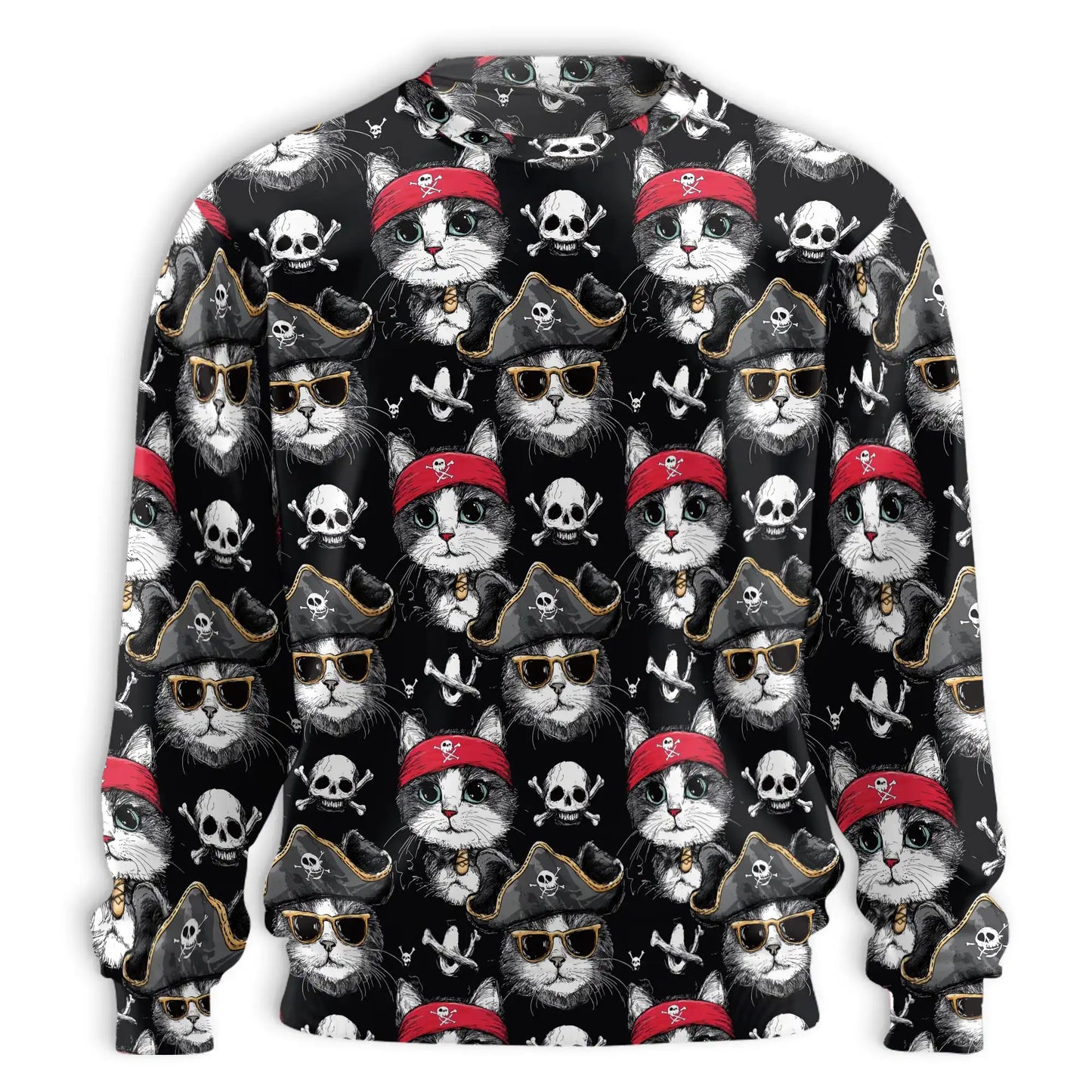 Pirate Cat Sweatshirt, 3D All Over Print Nautical Adventure Crewneck Pullover for Men Women, Pirate Cat Lover Gift - Netecom