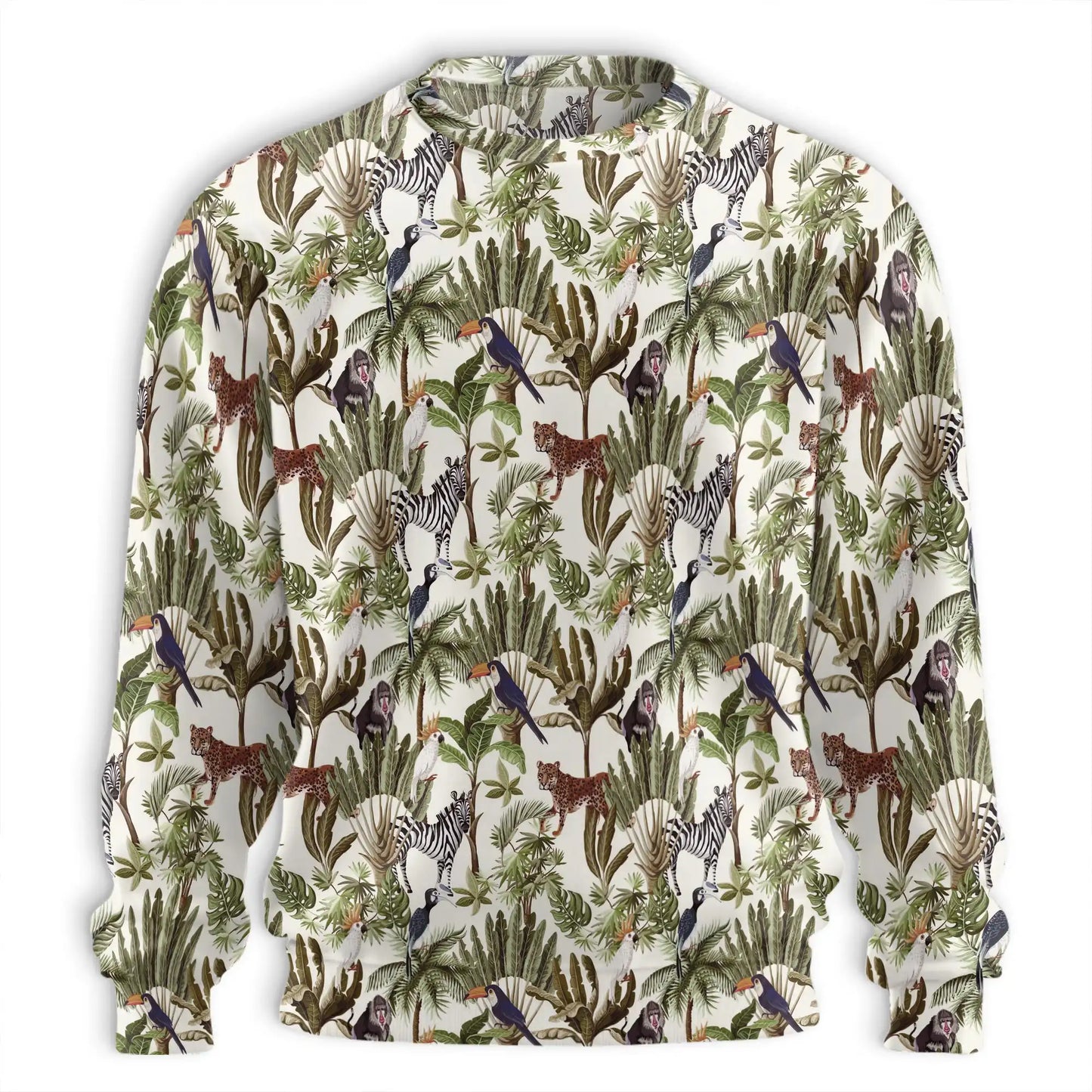 Jungle Animal Pattern Sweatshirt, 3D All Over Print Wildlife Crewneck Pullover for Men Women, Safari Animal Lover Gift - Netecom