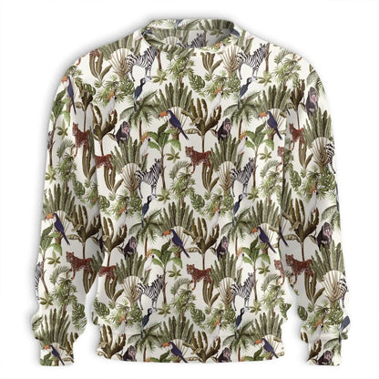 Jungle Animal Pattern Sweatshirt, 3D All Over Print Wildlife Crewneck Pullover for Men Women, Safari Animal Lover Gift - Netecom