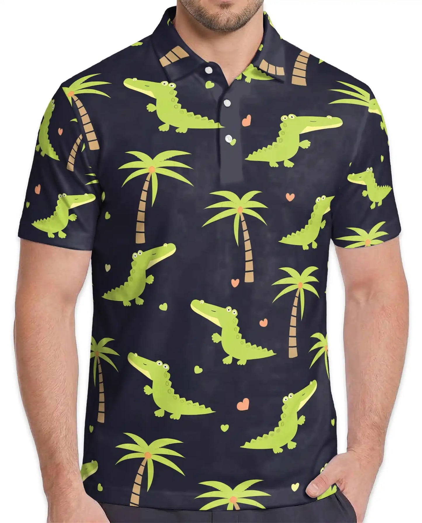 Cute Alligator Tropical 3D Polo Shirt for Men | Netecom
