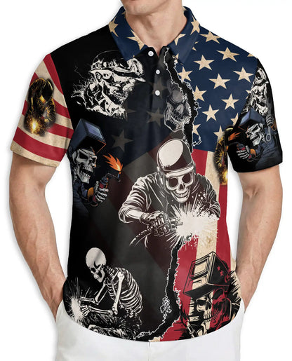 American Skull Welding Polo Shirt – Patriotic Style | Netecom