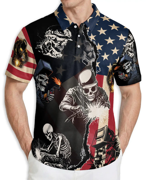 American Skull Welding Polo Shirt – Patriotic Style | Netecom