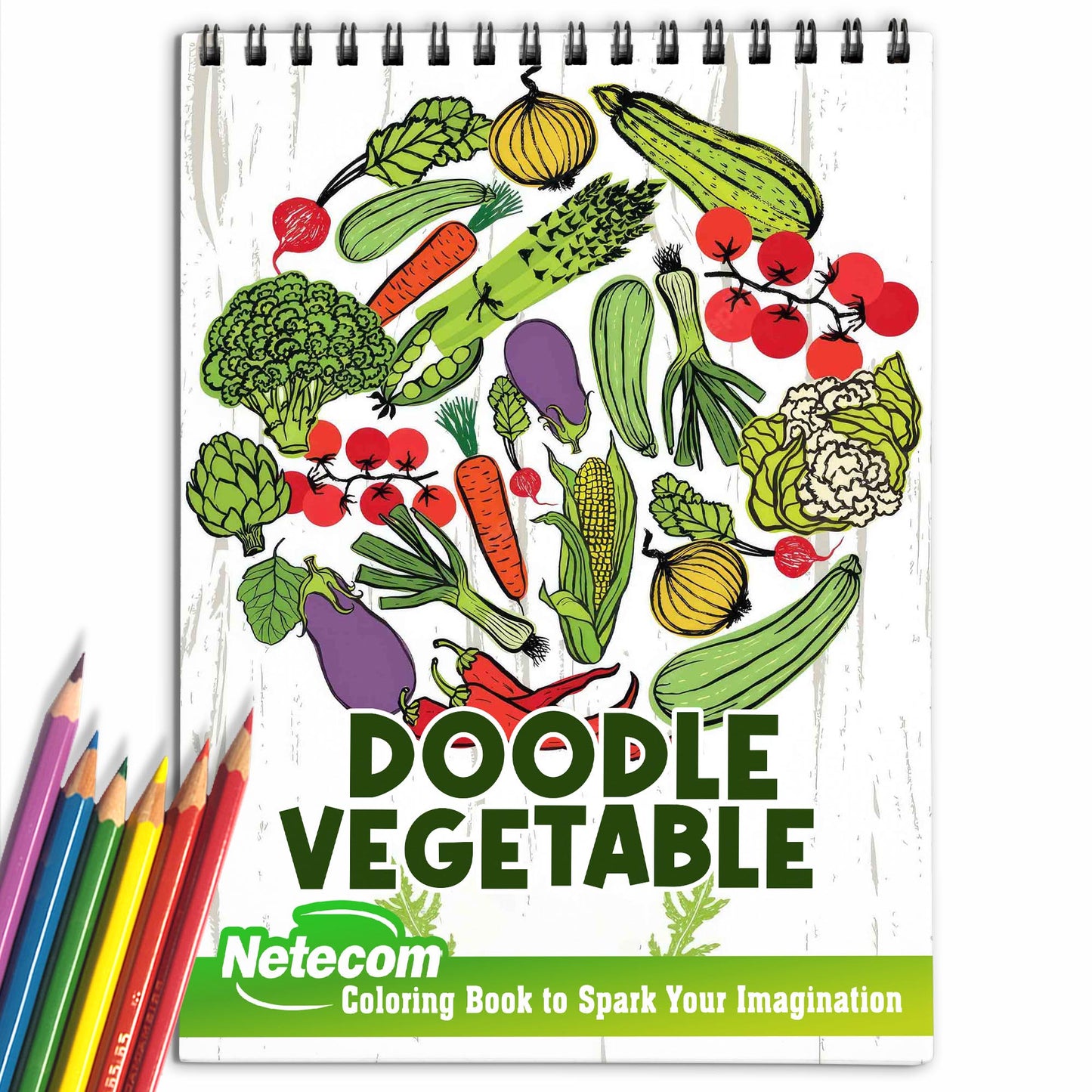 Doodle Vegetable Spiral Bound Coloring Book, Unleash Your Creativity with 30 Whimsical Doodle Vegetable Coloring Pages to Celebrate the Beauty of Nature's Bounty