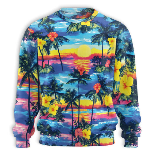Diamond Head Sunset Sweatshirt, 3D All Over Print Hawaii Tropical Landscape Crewneck Pullover for Men Women, Hawaii Travel Gift - Netecom