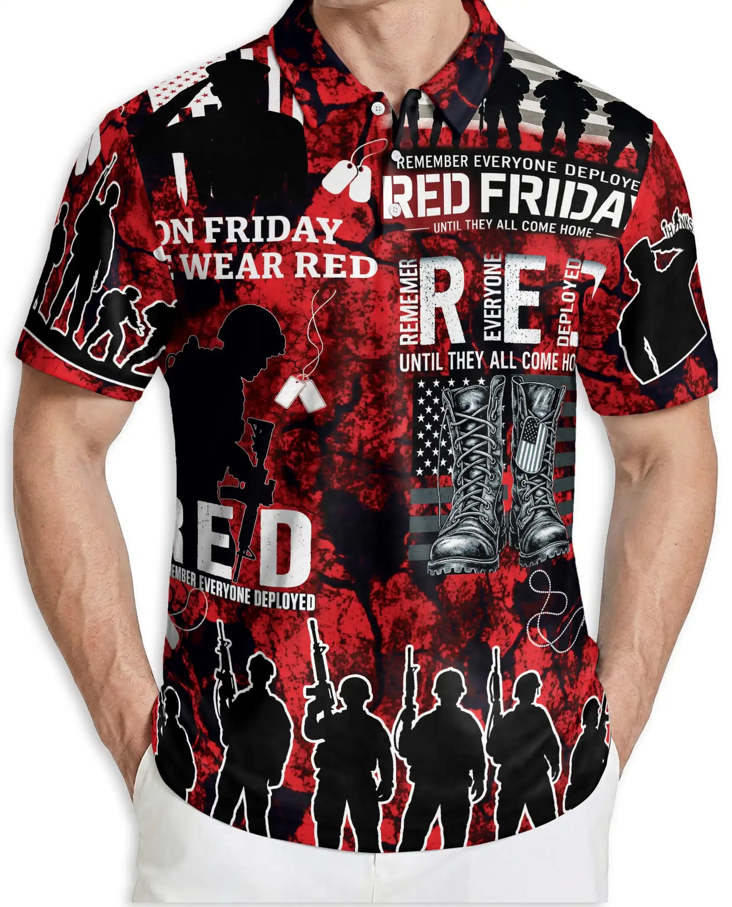 Military Support Patriotic Polo Shirt-Red Friday Inspired Design | Netecom