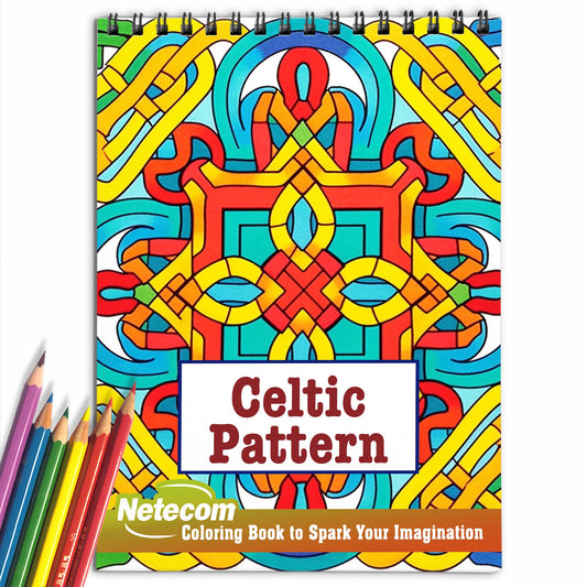 Celtic Pattern Spiral Bound Coloring Book, Dive into 30 Imaginative Coloring Pages, Capturing the Elaborate Borders and Frames of Celtic Patterns