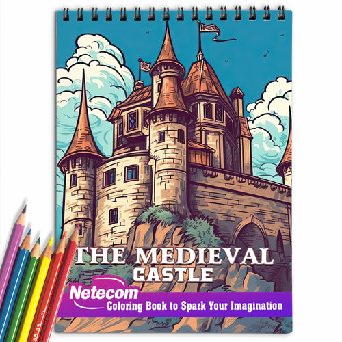 The Medieval Castle Spiral Bound Coloring Book, Delve into 30 Intricate Coloring Pages, Unveiling the Architectural and Imposing Structures of Medieval Castles