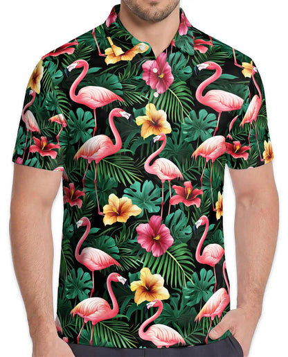 Flamingo Hawaiian Polo Shirt – Tropical Floral Style | Netecom