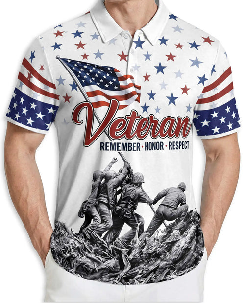 Veteran Remember Honor Respect Patriotic Military Tribute Polo Shirt | Netecom