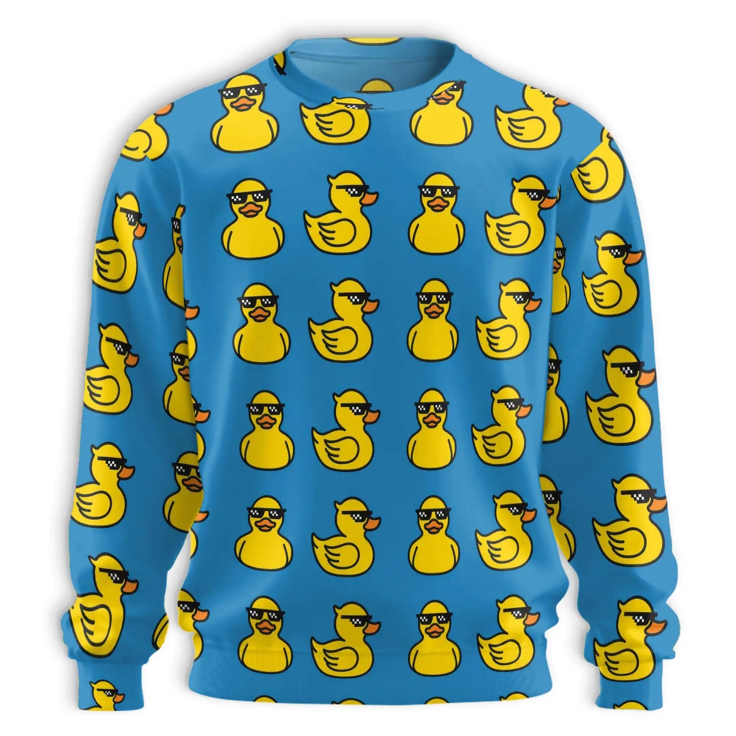 Funny Duck With Sunglasses Sweatshirt, 3D All Over Print Cute Duck Crewneck Pullover for Men Women, Duck Lover Gift - Netecom