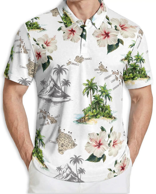 Hawaiian Island Floral Polo Shirt | Netecom