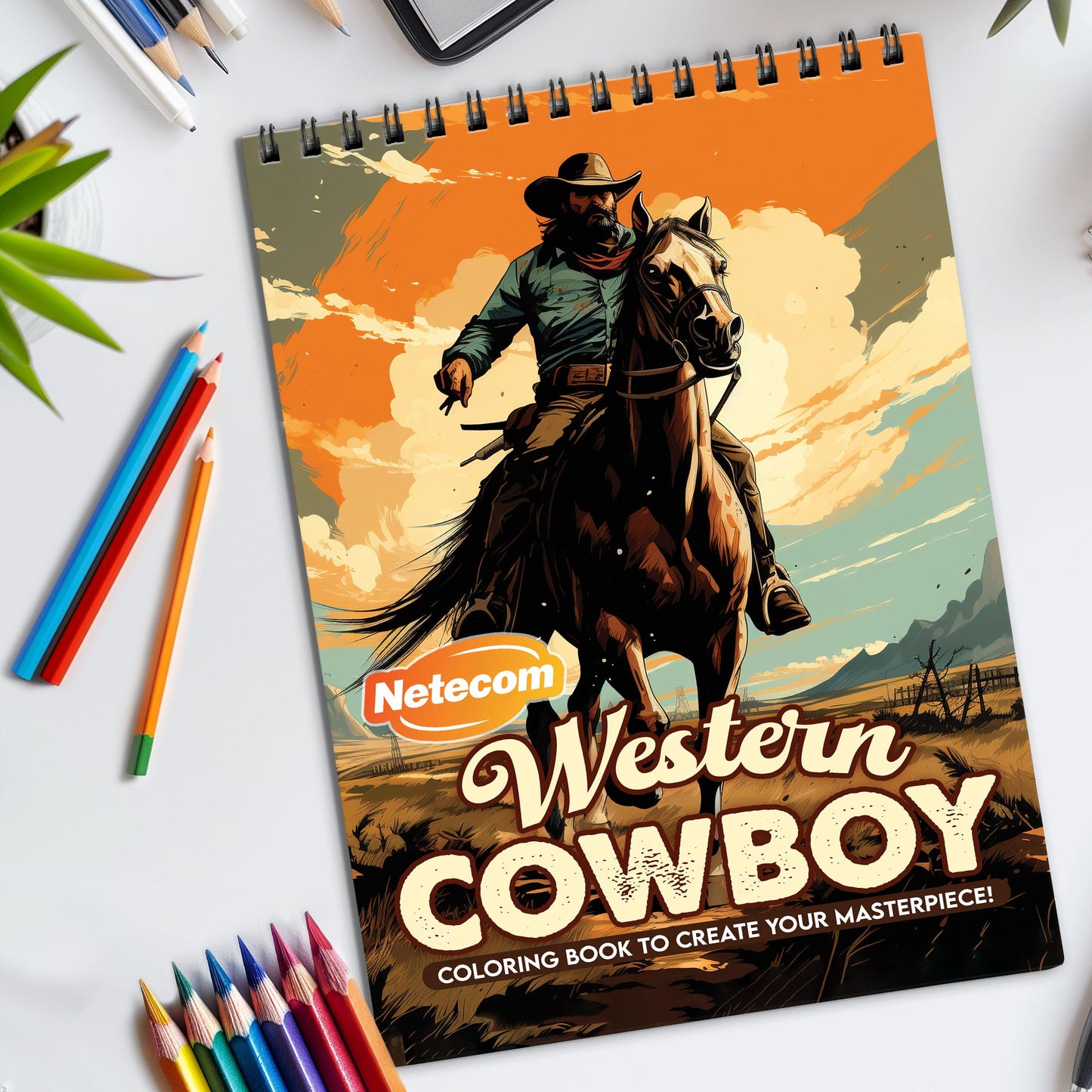 Western Cowboy Spiral Bound Coloring Book, Rugged Western Scenes for a Cowboy Adventure, Great for Fans of the Old West and Americana