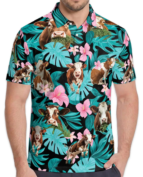 Cow Tropical Hawaiian Polo Shirt | Netecom