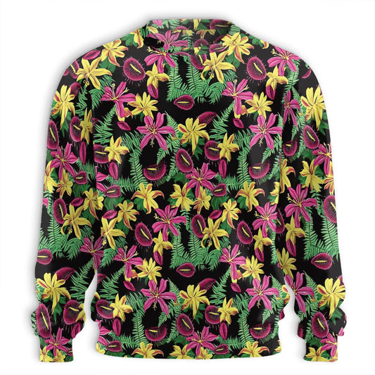 Venus Flytrap Floral Sweatshirt, 3D All Over Print Carnivorous Plant Crewneck Pullover for Men Women, Botanical Lover Gift - Netecom
