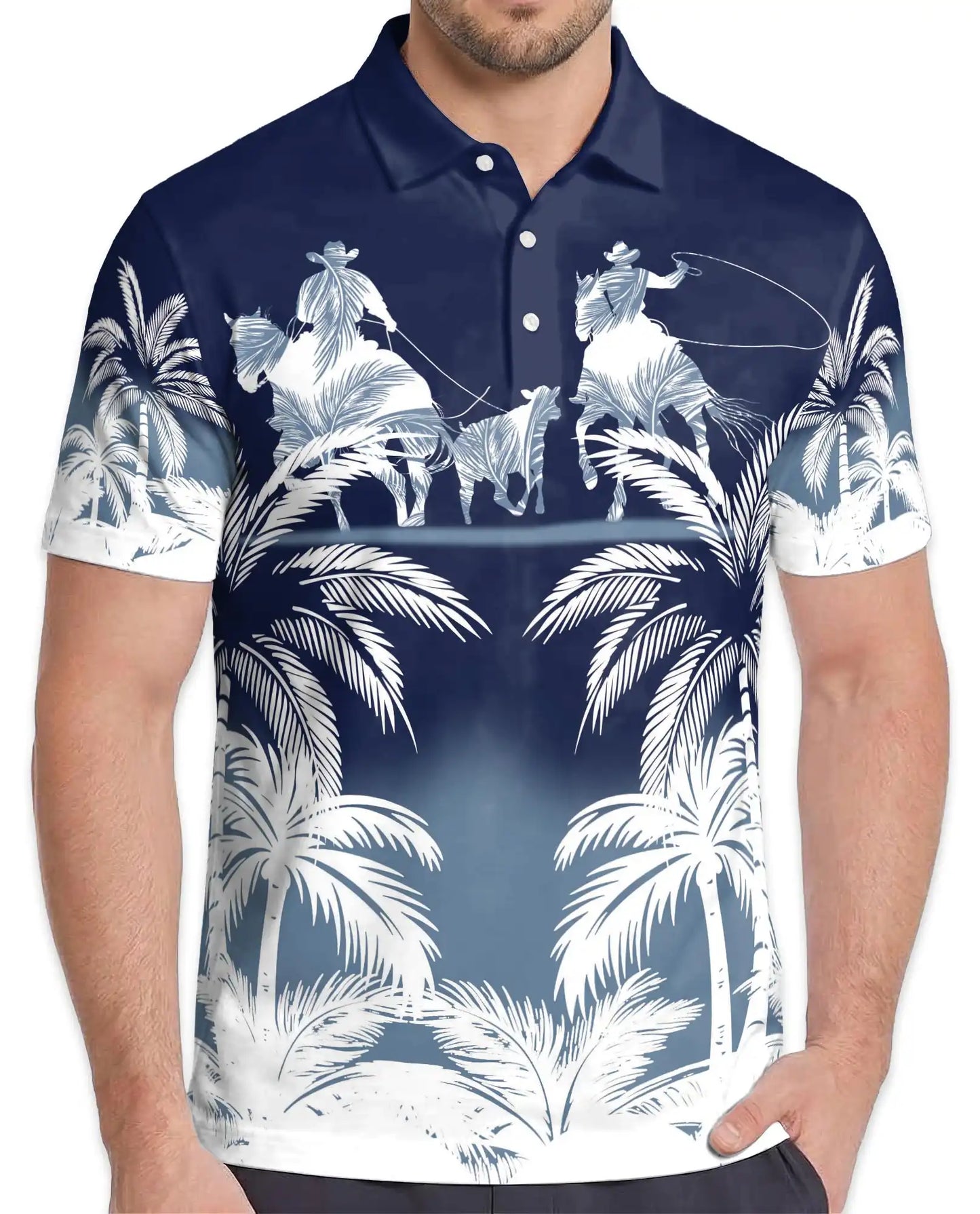 Cowboy Rodeo Polo Shirt - Tropical Western Ranch Style | Netecom