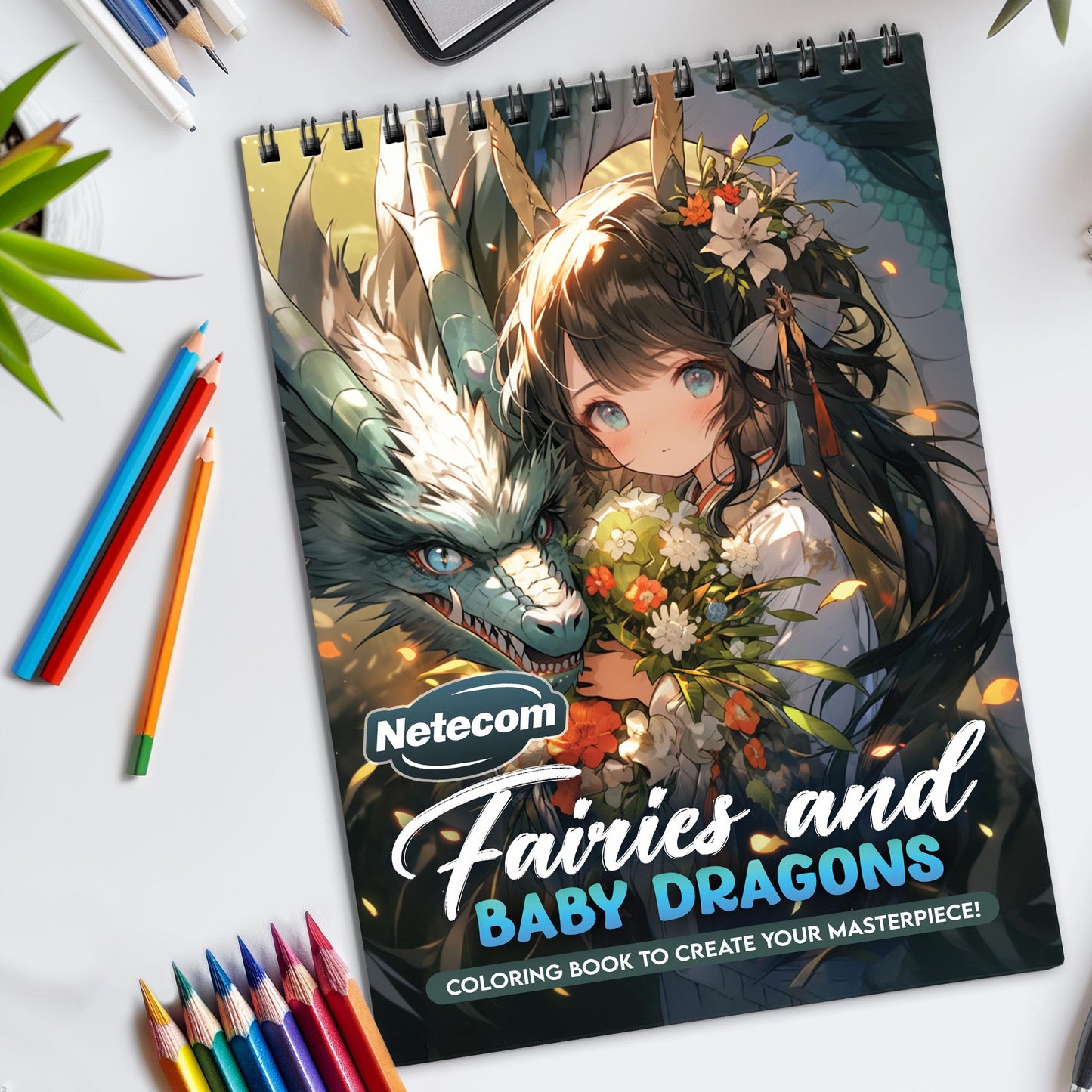 Fairies and Baby Dragons Spiral Bound Coloring Book, Whimsical Fairies and Baby Dragons for a Magical Art Journey, Perfect for Fans of Fantasy and Enchantment