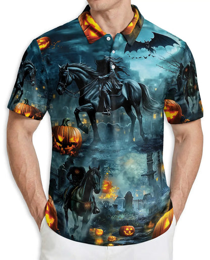 Halloween Dark Rider Horse Polo Shirt | Netecom