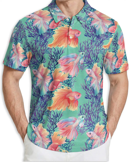 Betta Fish Polo Shirt – Tropical Ocean Print | Netecom