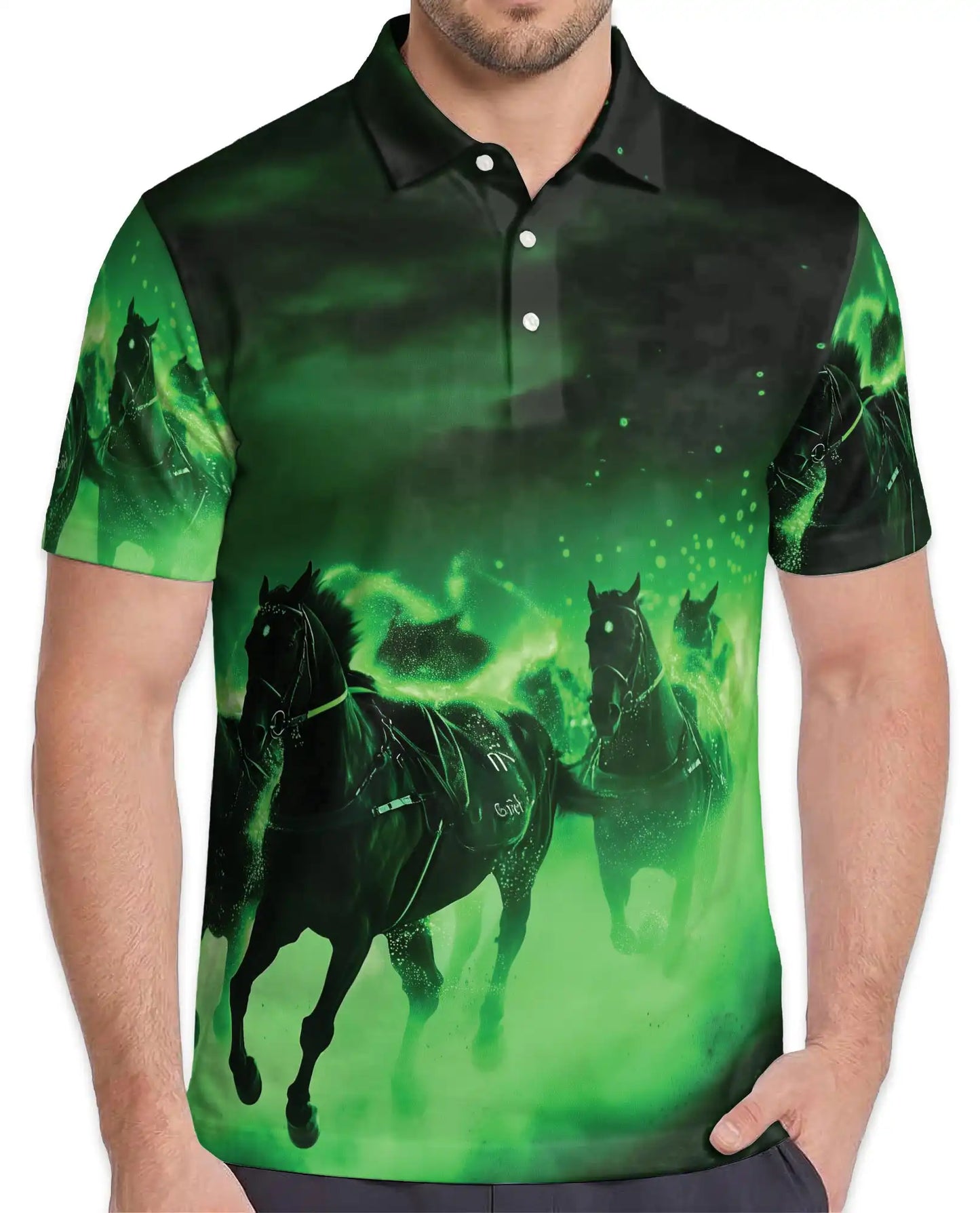 Black Horse Polo Shirt for Men – Mystic Racing Style | Netecom