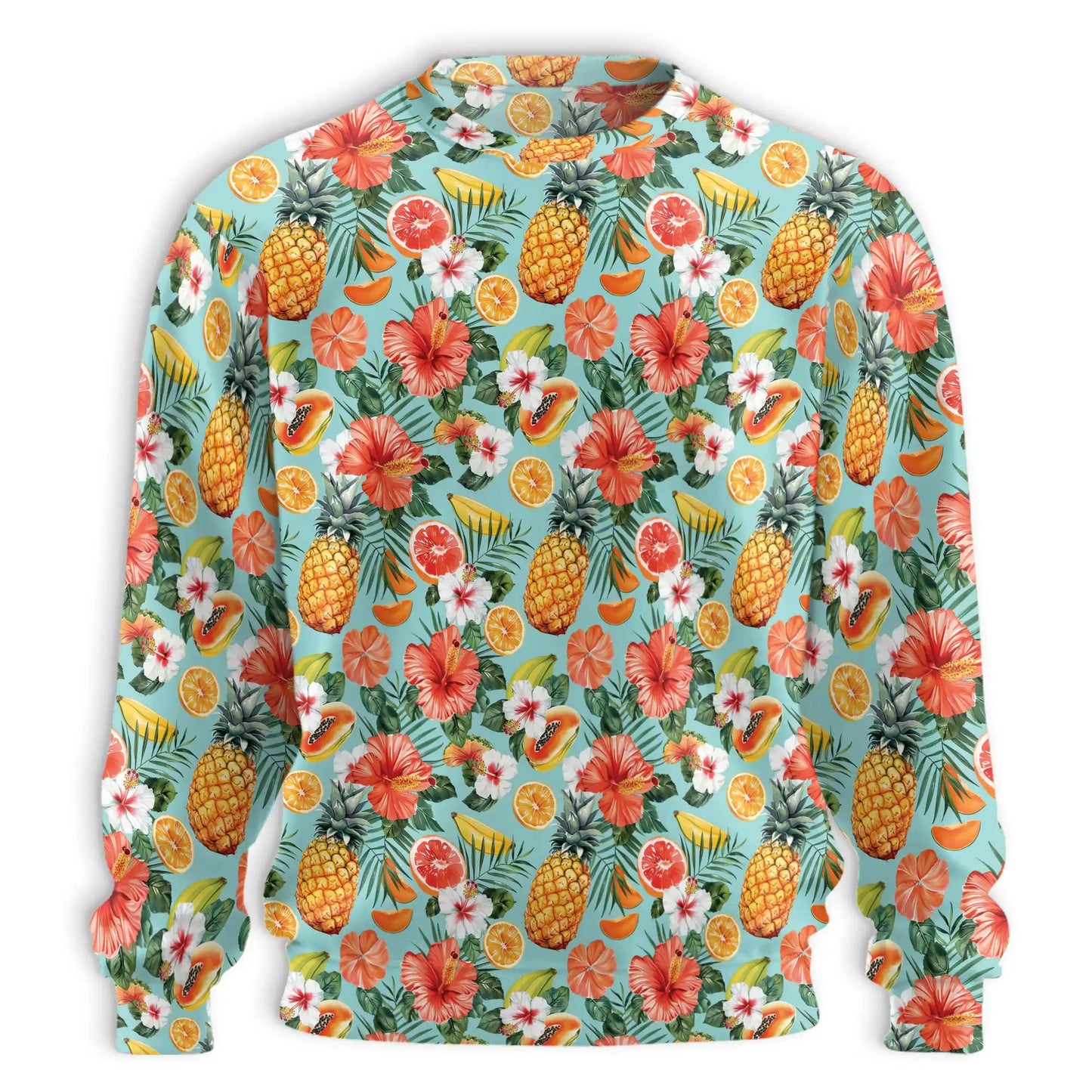 Tropical Fruits Pattern Sweatshirt, 3D All Over Print Colorful Fruit Crewneck Pullover for Men Women, Tropical Fruit Lover Gift - Netecom