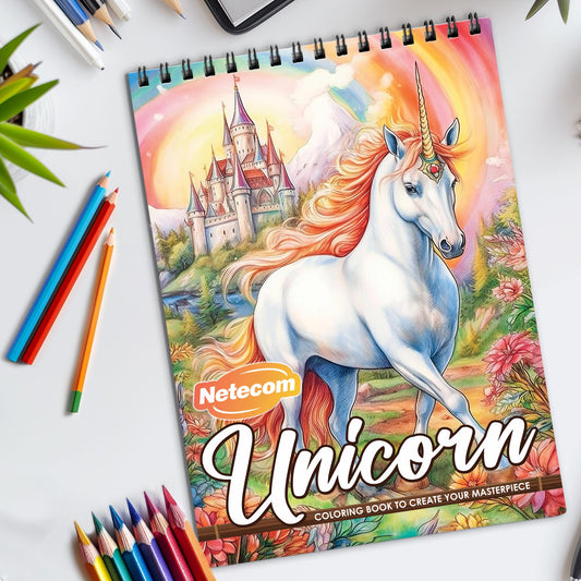 Unicorn Spiral Bound Coloring Book, Magical Unicorns for a Fantastical Coloring Journey, Ideal for Dreamers and Fans of Mythical Creatures