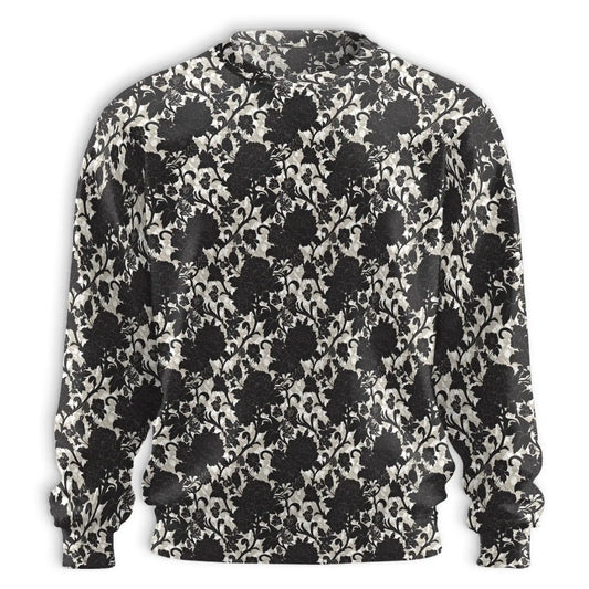 Black Gothic Floral Sweatshirt, 3D All Over Print Dark Botanical Crewneck Pullover for Men Women, Gothic Flower Lover Gift - Netecom