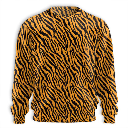 Tiger Print Sweatshirt, 3D All Over Print Wild Animal Crewneck Pullover for Men Women, Tiger Lover Gift - Netecom