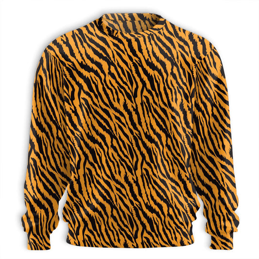 Tiger Print Sweatshirt, 3D All Over Print Wild Animal Crewneck Pullover for Men Women, Tiger Lover Gift - Netecom