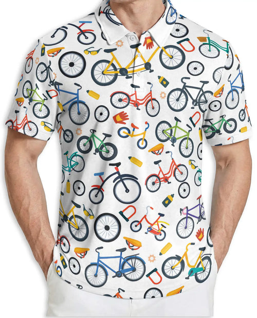 Colorful Bicycle Pattern Polo Shirt-Cycling Lifestyle Bike Lover Design | Netecom