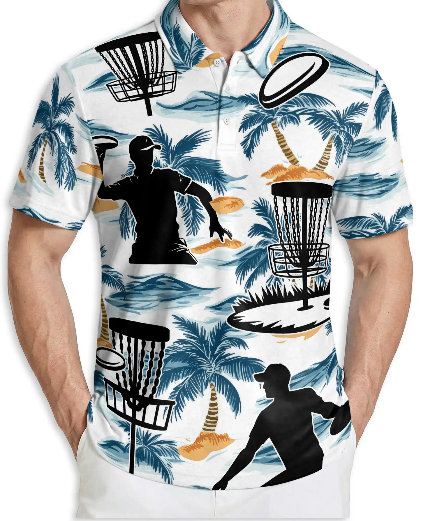 Disc Golf Tropical 3D Polo Shirt for Men – Island Sports Beach Style | Netecom