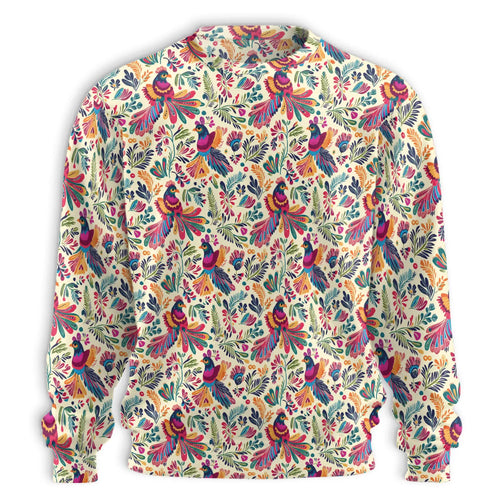 Tropical Bird Sweatshirt, 3D All Over Print Folk Art Floral Crewneck Pullover for Men Women, Exotic Bird Lover Gift - Netecom