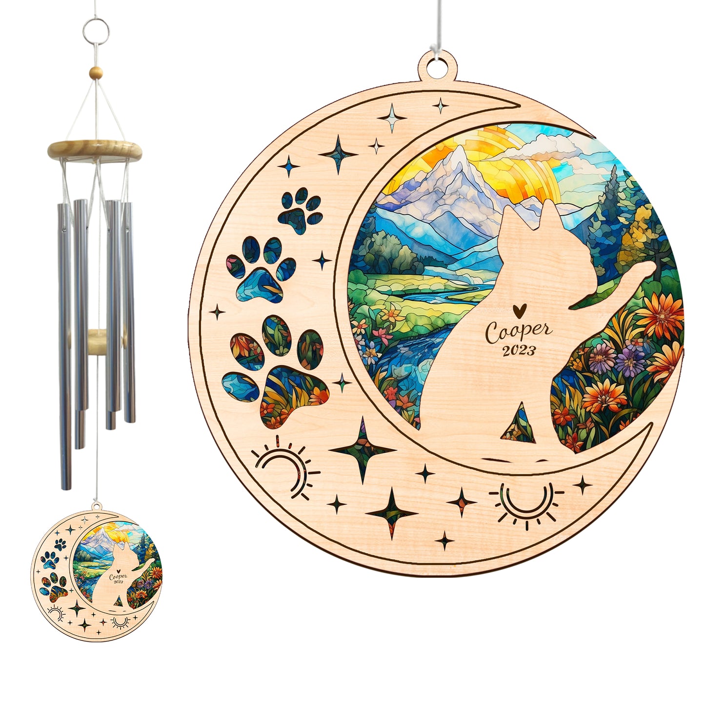 Netecom Boston Terrier Wind Chimes Memorial, Personalized Pet Memorial Windchime for Dog Suncatcher, Bostie Dog Loss Memorial Ornament, Loss of Pet Remembrance Gift, Sympathy Pet Wind Chimes Outdoor Garden