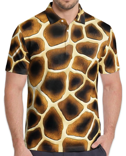 Giraffe Print Polo Shirt-Safari Animal Pattern Design | Netecom
