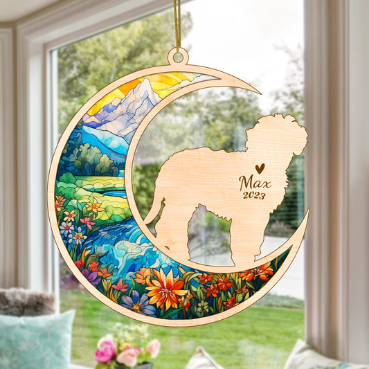 Netecom Labradoodle Dog Memorial Suncatcher, Personalized Dog Christmas Ornament with Name Date, Dog Death Sympathy Gift for Pet Loss Sun Catchers, Dog Grief Gift, Bereavement Gifts for Loss of Pet