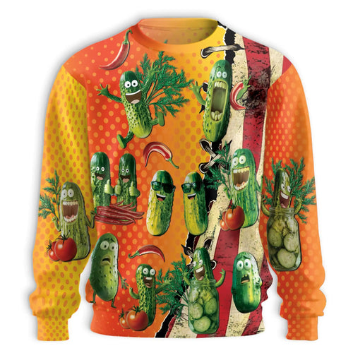 Funny Pickle Sweatshirt, 3D All Over Print Cute Pickle Crewneck Pullover for Men Women, Pickle Lover Gift - Netecom
