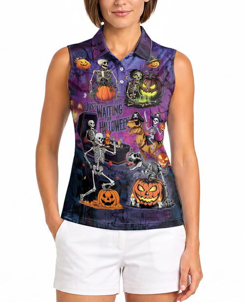 Skull Bones Sleeveless Polo Shirt for Women | Netecom