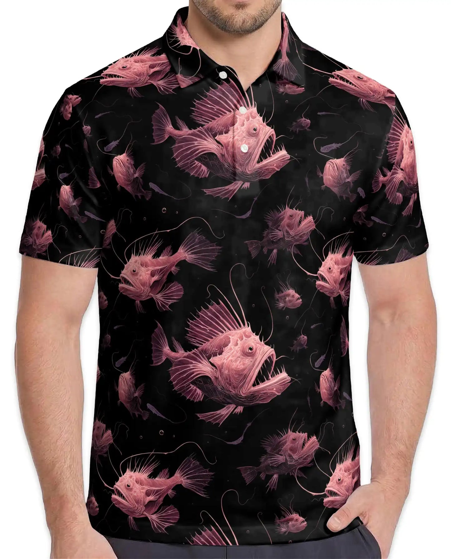 Anglerfish Polo Shirt for Men – Deep Sea Creature Style | Netecom
