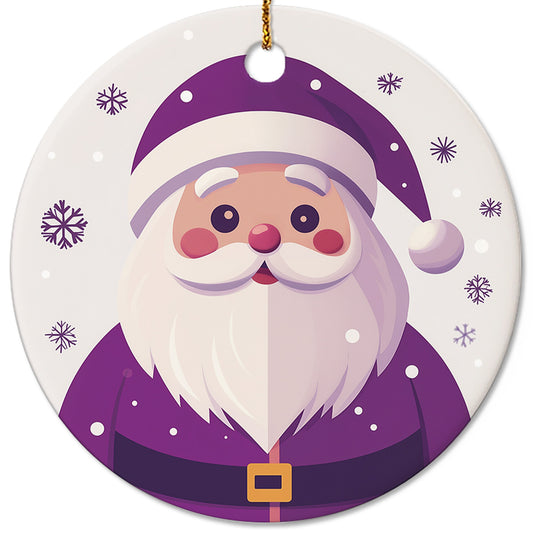 Netecom Cute Purple Santa Claus Christmas Ornaments, Ceramic Christmas Holiday Keepsake Ornament for Xmas Tree Decorations, Gifts for Holiday, Party, Home Decor