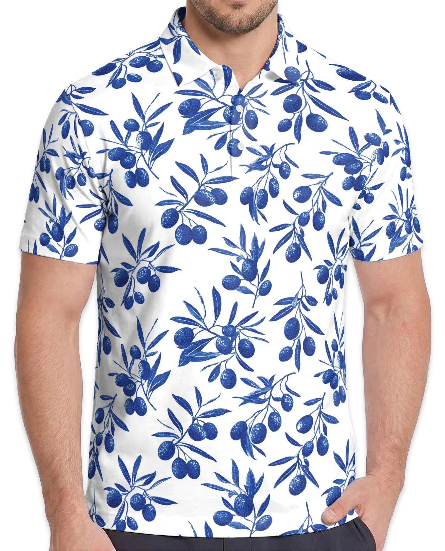 Blueberry Pattern Polo Shirt for Men – Fresh Fruit Summer Style | Netecom