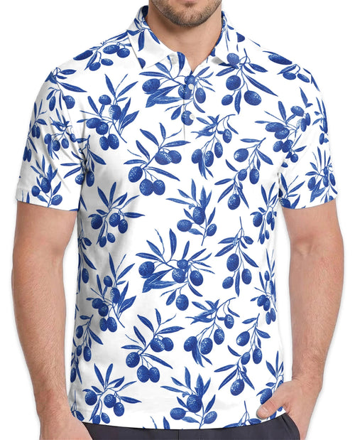Blueberry Pattern Polo Shirt for Men – Fresh Fruit Summer Style | Netecom