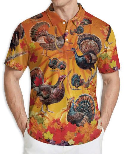 Thanksgiving Turkey Hawaiian Polo Shirt for Men | Netecom