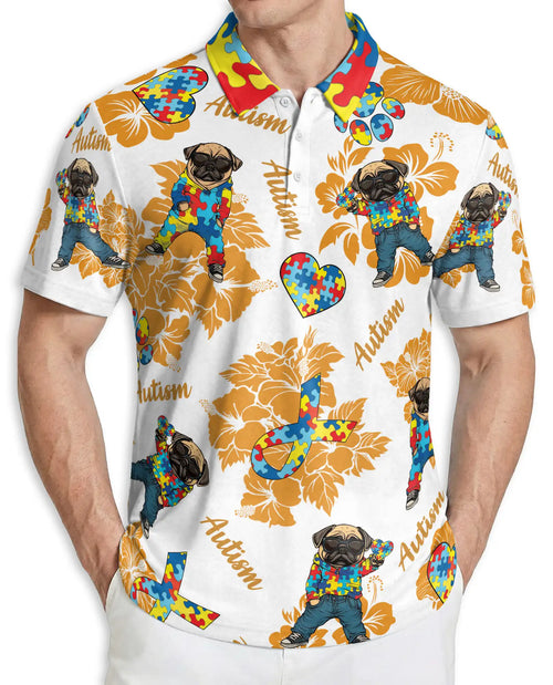 Autism Awareness Pug Polo Shirt – Puzzle Style | Netecom