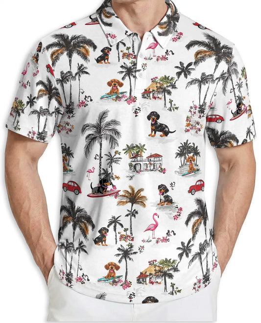 Dachshund Tropical Polo Shirt – Beach Dog Print | Netecom