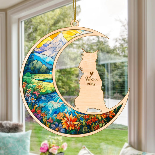 Netecom Schnauzer Dog Memorial Suncatcher, Personalized Schnauzer Christmas Ornament with Name Date, Dog Death Sympathy Gift for Pet Loss Sun Catchers, Dog Grief Gift, Bereavement Gifts for Loss of Pet