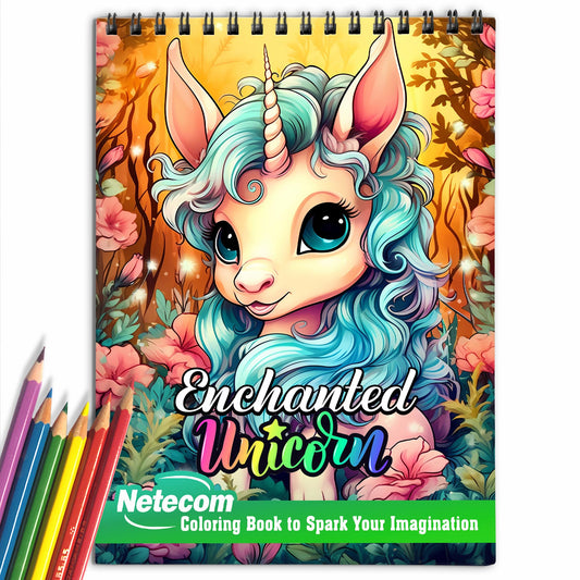 Enchanted Unicorn Spiral Bound Coloring Book, Discover the Mystical Beauty with 30 Exquisite Enchanted Unicorn Coloring Pages for Fans of Unicorns to Bring these Mythical Creatures to Life