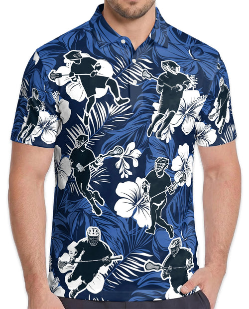 Blue Black Lacrosse Tropical Polo Shirt for Men – Sporty Island Style | Netecom