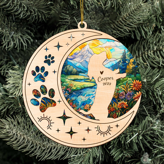 Netecom Basset Hound Dog Memorial Suncatcher, Personalized Basset Hound Christmas Ornament with Name Date, Bereavement Gifts for Loss of Pet, Dog Death Sympathy Gift Pet Loss Sun Catchers, Dog Grief Gift