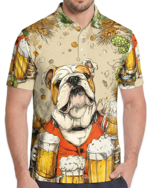 Bulldog Beer Polo Shirt for Men – Funny Party Style | Netecom