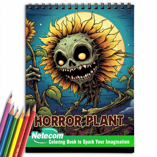 Horror Plant Spiral Bound Coloring Book, Immerse Yourself in 30 Creepy Plant Coloring Pages, Unveiling Horrific Flora in Dark Imaginings